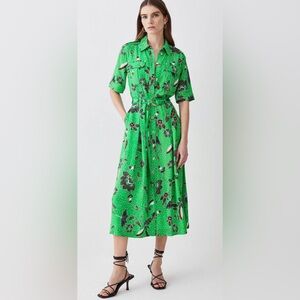 Karen Millen Green Floral Long Sleeve Dress
